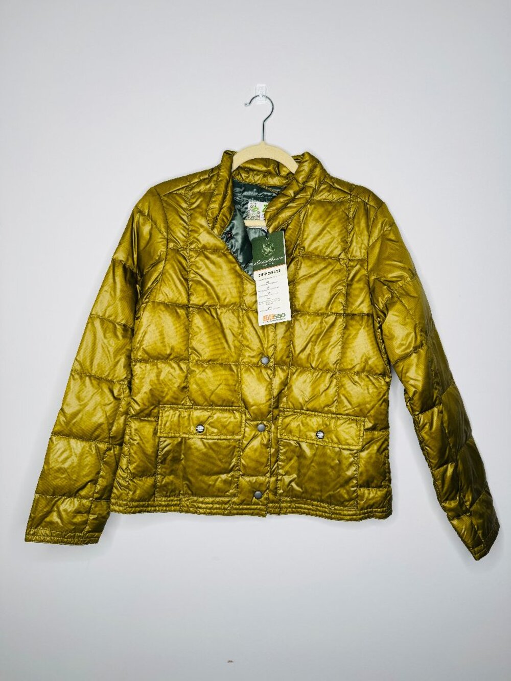 NWT Eddie Bauer Super Sweater EB550 Goose Down Jacket Womens M Quilted Cactus Gr